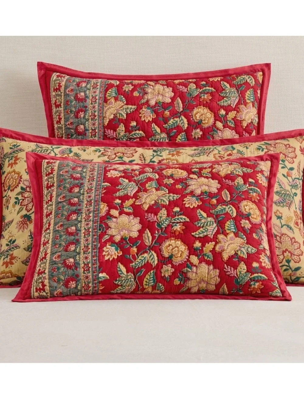 Pottery Barn Lucille Reversible Quilted Sham Standard Red 1 NWOT